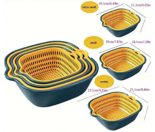 Pack 3 Coladores con Bowl para Frutas y Verduras