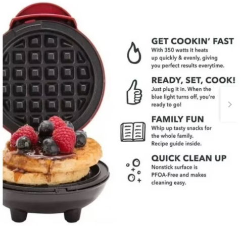 Mini Wafflera Eléctrica Antiadherente